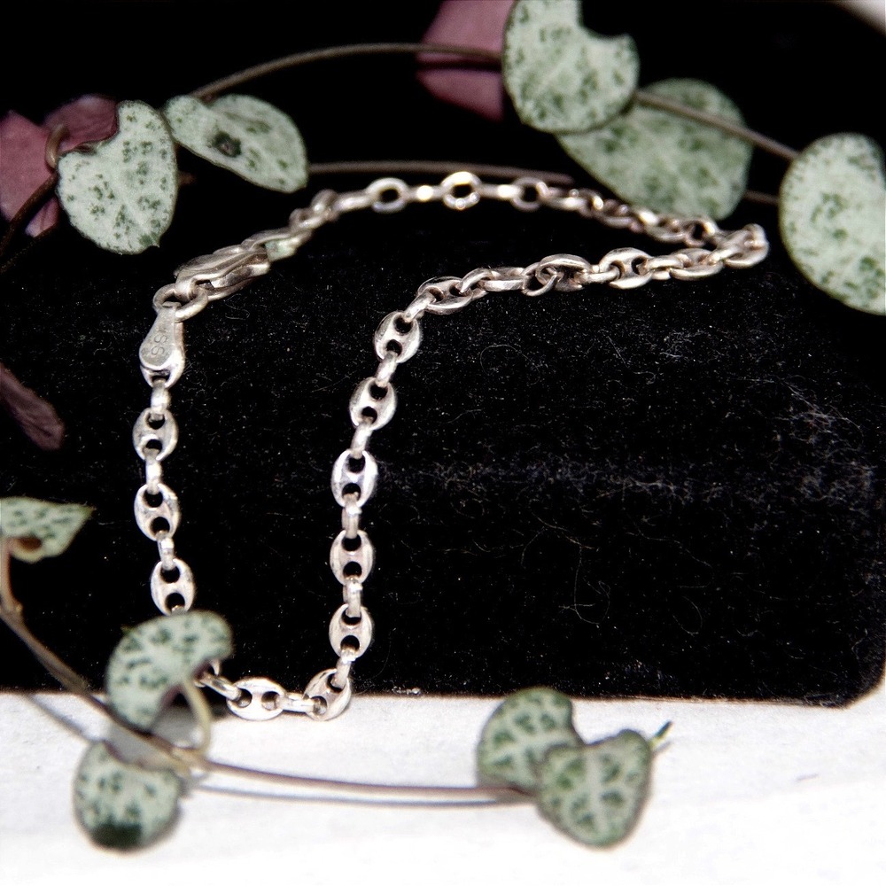 Sterling Silver 925 Gucci Mariner Link Chain Bracelet 7 Inch 2.37mm Lobster Clas
